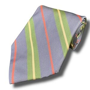 POLO RALPH‎ LAUREN Neck Tie Stripe 100% Silk 4" 57.25" Hand Made In USA